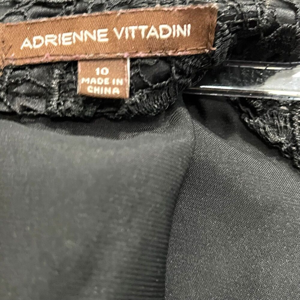 Adrienne Vittadini Blouse Women Black Lace w/ Lining Mock Neck Sleeveless SZ 10 - Picture 6 of 16